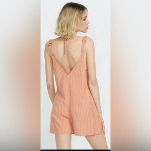 Volcom Peach and White Striped Fabric